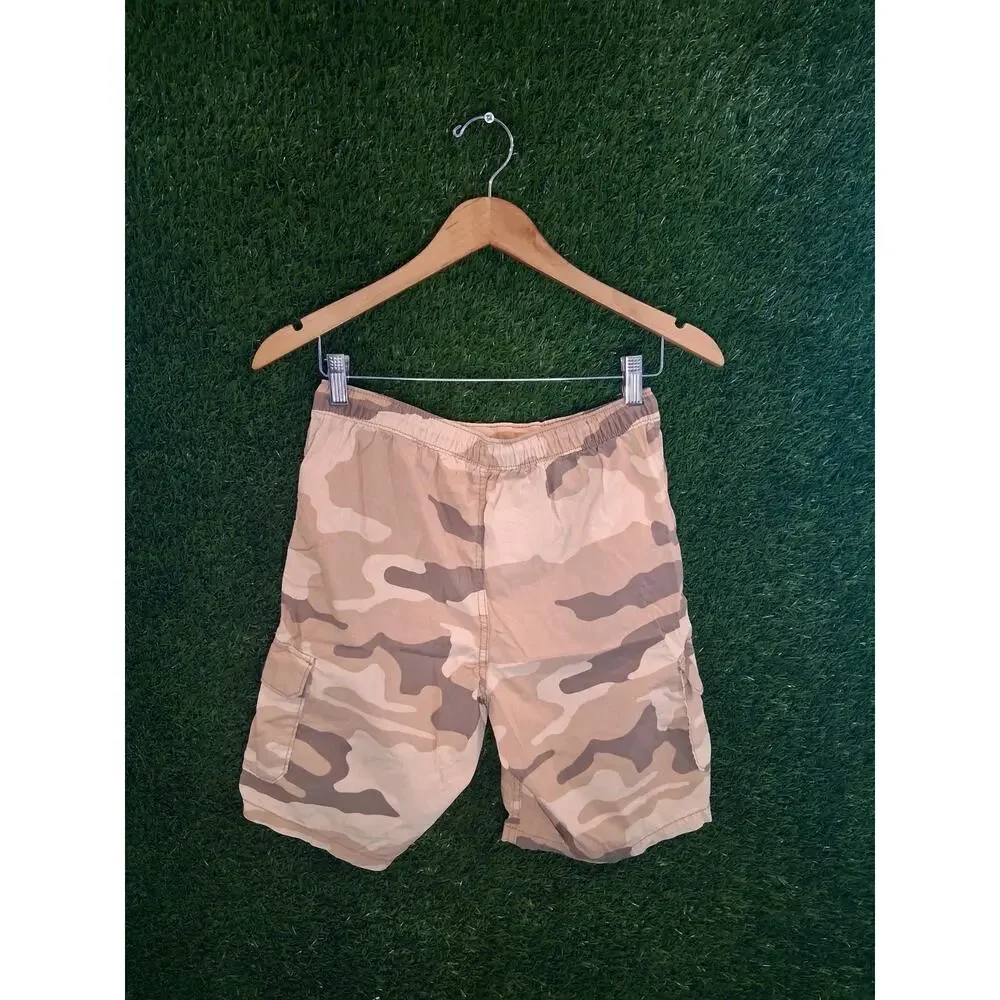 Gap Kids Boys Desert Camo Cargo Shorts Beige Tan Size XL 12 Drawstring Waist